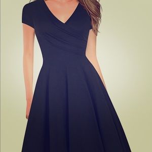 Gray Criss Cross Fit and Flare Dress